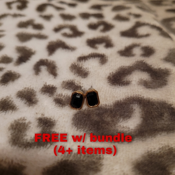 Black Gold Rectangle Toned Earringd Goth Studs - Picture 1 of 3